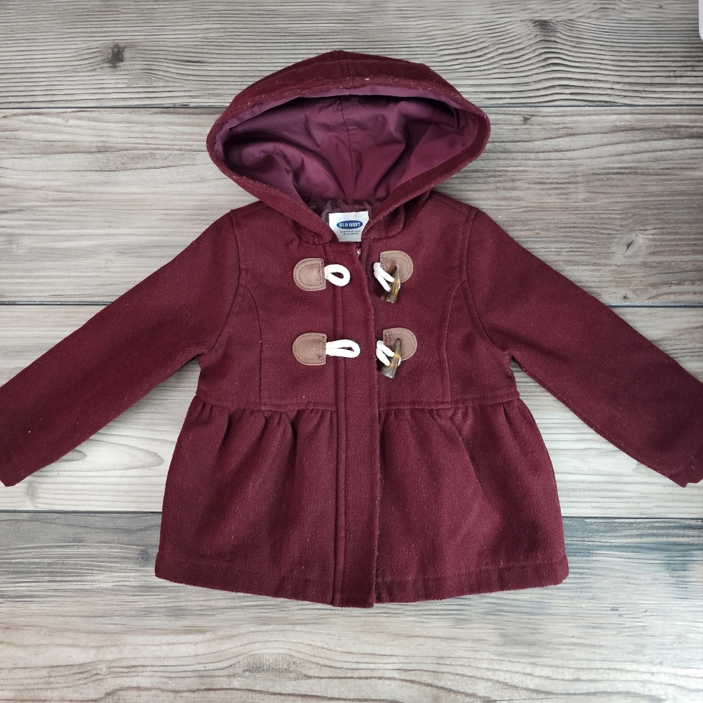 Old navy baby girl cranberry peacoat with hood